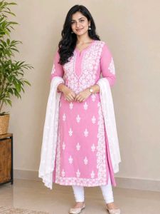 Pink Chikankari Kurta