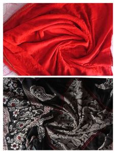 Vibrant Red & Black Paisley Dupatta Set