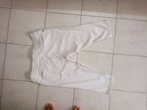 White Cotton 3/4, Trouser With 2 Multi Colour Top