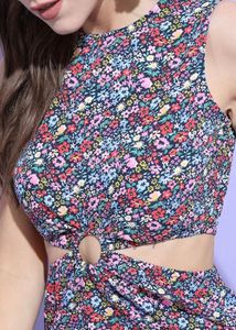 Floral Print Cutout Mini Dress