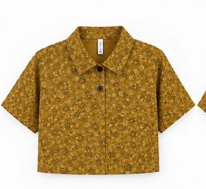 Mustard Floral Print Collared Top