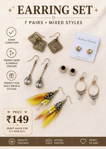 set of 6 Fashionable Hoop Earrings