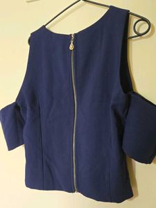 Navy Blue Cold Shoulder Top