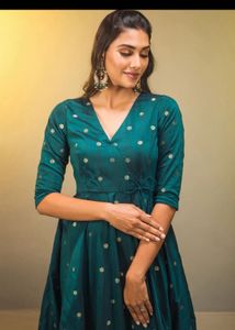 Elegant Teal Polka Dot Maxi Dress