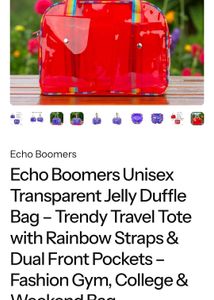 Red Jelly Duffle Bag with Rainbow Strap