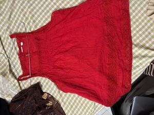 Boho Red Lace Trimmed Sleeveless Top
