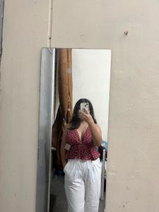 Cute Red Floral Halter Top
