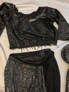 Stunning Black Sequined Saree with Blouse ready to