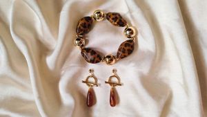 🆕Leopard Print & Gold Bracelet & Earrings Set