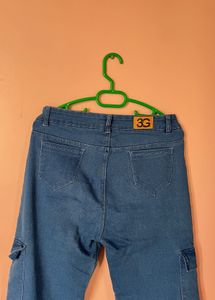 Blue Denim Cargo Pants