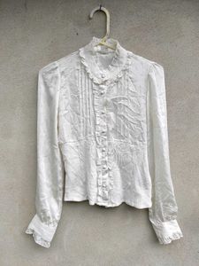 Elegant White Ruffled Blouse