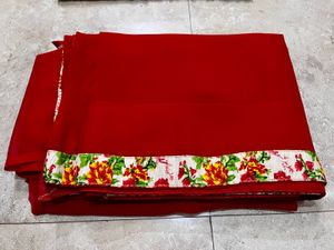 Elegant Red Saree with Stitched Blouse