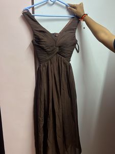 Elegant Brown Twist Front Dress