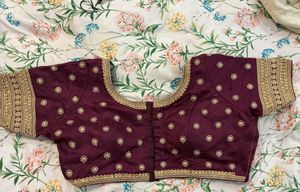 Embroidered Maroon Silk Blouse