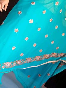 "Discount Offer"Sea Green  Saree With Blouse