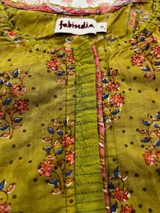 FabIndia Green Floral Print Cotton Kurta