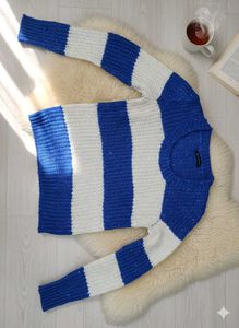 Striped Blue & White Knit Sweater