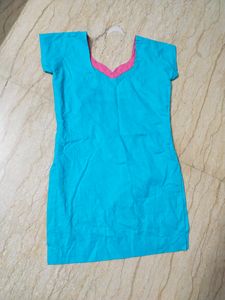 Bright Blue Cotton Kurti for Women