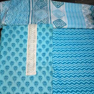 Light Blue Printed Kurta Fabric Set