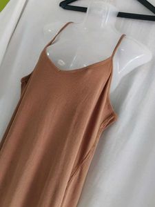 Cozy Brown Spaghetti Strap Dress