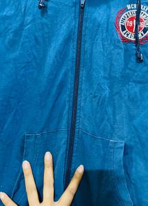 Blue Sleeveless Zip-Up Hoodie