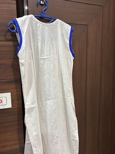 White Kurta with Colorful Embroidery