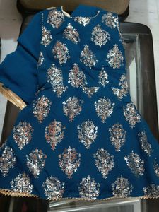 DESIGNER TEAL SHARARA CHOLI WITH STOLE