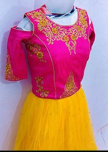 Pink &amp; Yellow Lehenga Choli Set