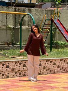 Brown Kurti with Flared Sleeves