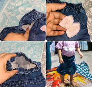 Cute Denim Skirt with Butterfly Detail
