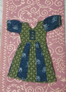 Green Elephant Print Kids Dress