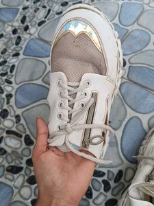 White Chunky Platform Sneakers