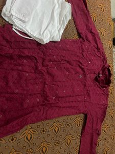 Men's chikankaari Kurta Set