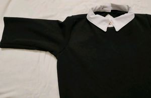 Genz Collar Top Three-fourth Sleeve