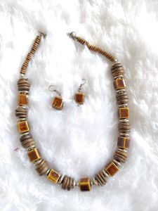 Bohemian Beaded Necklace and Earring Set