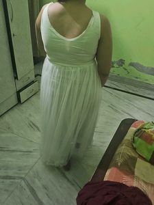 white middy dress cum gown