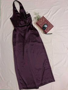 Elegant Satin Halter Neck Maxi Dress