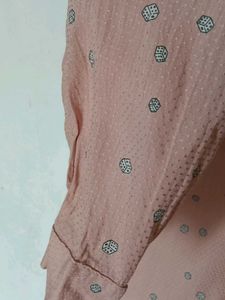 Pink Printed Button-Up Shirt