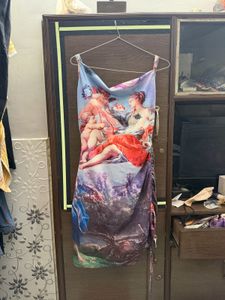 Artistic Renaissance Print Ruched Dress