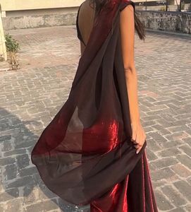 New Dual Shade Maroon Saree