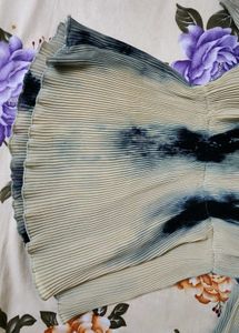 Pleated Tie-Dye Off-Shoulder Top