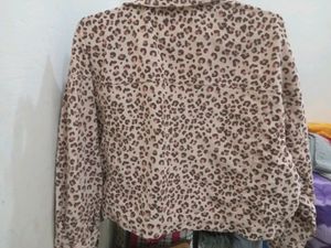 Branded Leopard Print Denim Jacket