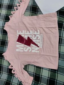 Cute Pink "Make Some Noise" Sequin Top