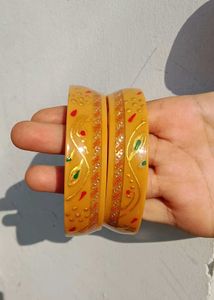 Vibrant Yellow Hand-Painted Bangles
