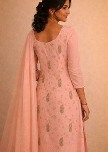 Elegant Peach Printed Kurta Set