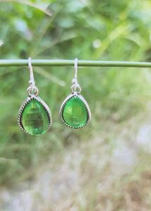 Green Teardrop Dangle Earrings