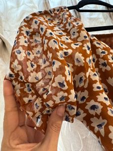 Woman Brown Floral Midi Dress