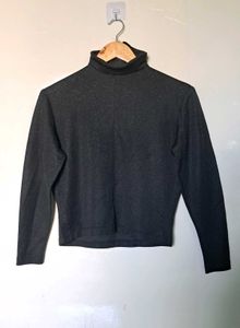 Sparkly Black Turtleneck Top