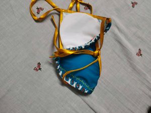 Teal Bikini Top with Gold Trim