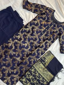 Royal Blue Banarasi Suit Set
